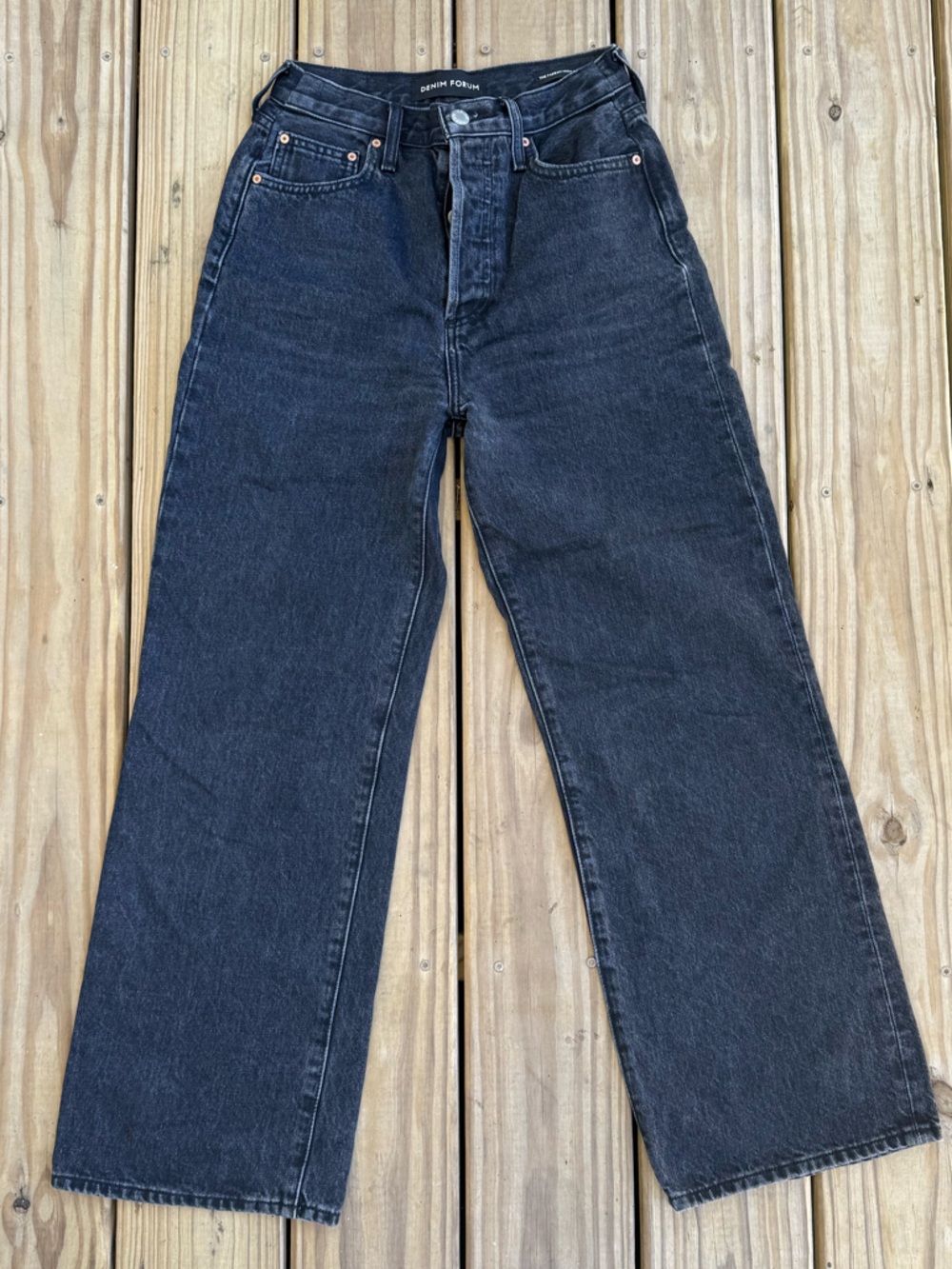 Denim Forum Black Farrah High Rise Wide-Leg Jeans